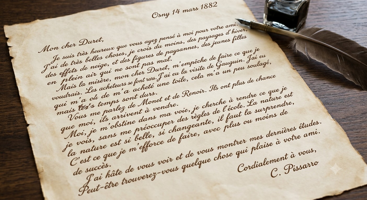 Letter from Camille Pissarro to Theodore Duret