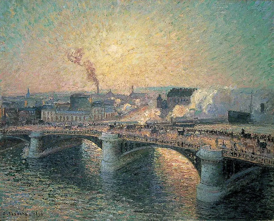 Le Pont Boieldieu à Rouen, soleil couchant