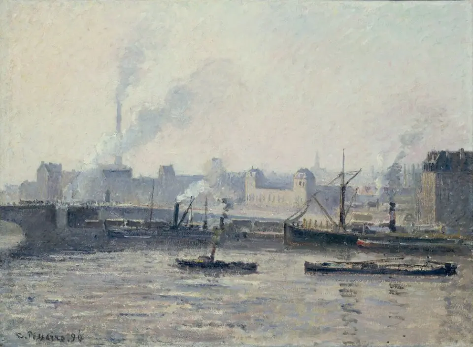 Le Pont Saint-Sever à Rouen, effet de brume