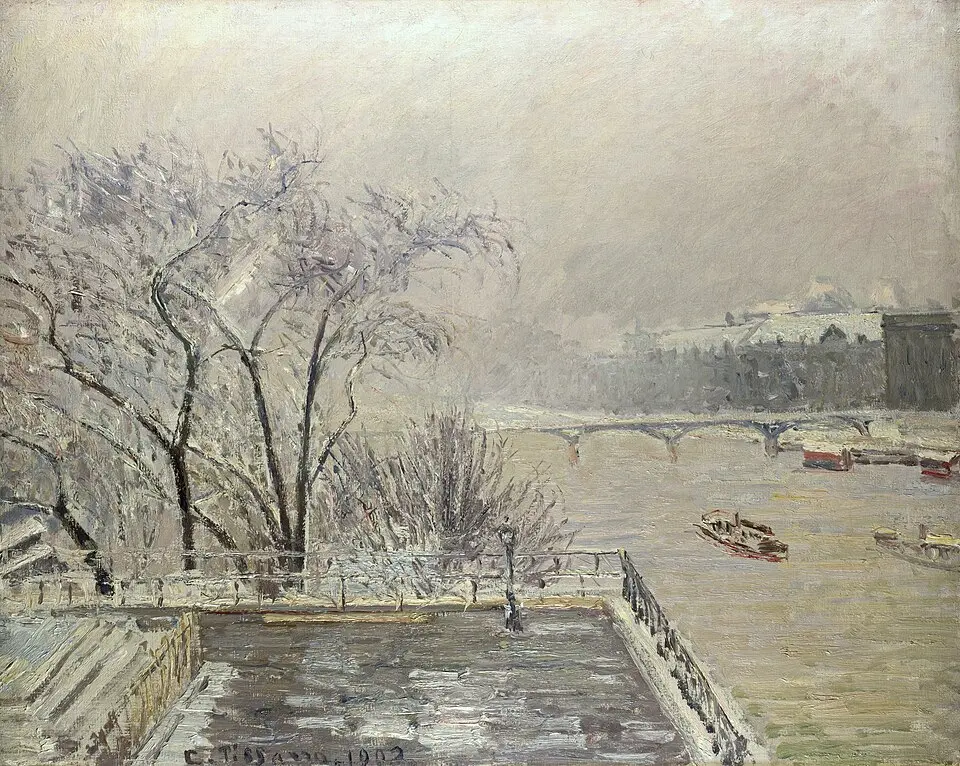 Le Louvre, matin, effet de neige